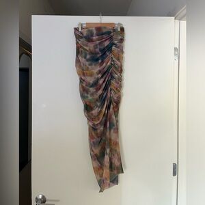 Multicolor Ruched Midi Skirt